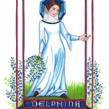 Blessed Delphina, in the style of the Anjou Bible delphina rose | paper and cloth
