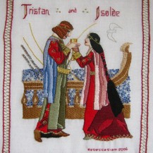 Tristram and Isolde embroidery detail delphina rose | mostly textile art and design
