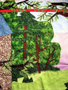 Trees and tower detail. Tower is printed fabric (not including roof).