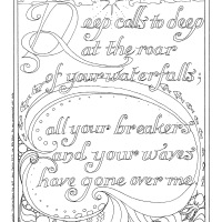 Psalm 42:7-8 "Deep calls to deep" Calligraphy Coloring Page Set